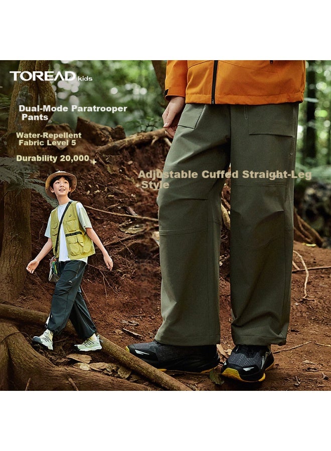 Toread Kids Pants Boys Girls Spring Summer High Elastic Casual Sports Trousers Mountain Green Size 120 - Image 1