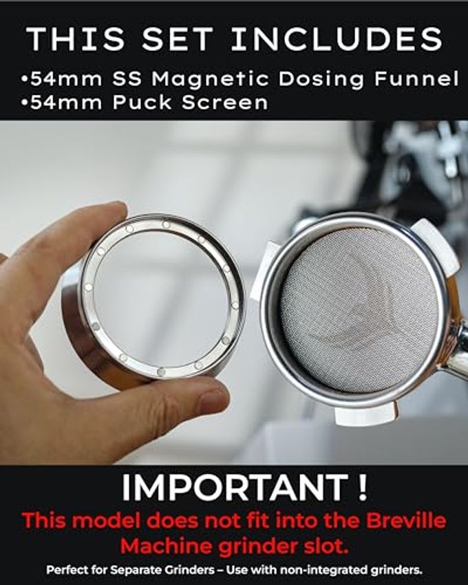 KNODOS 54Mm Espresso Dosing Funnel And Puck Screen Set Magnetic Coffee Dosing Ring And Filter For Portafilters Compatible With 54 Mm Breville Portafilter Basket Premium Espresso Machine Accessories - Image 2