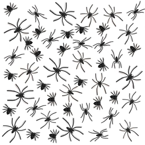 Nelisylux 120 Pieces Plastic Spiders Halloween Decorations Halloween Spider Fake Spiders 4 Sizes Black Small Spider Web Decoration Realistic Fun Toys Prank Props Scare Practical Surprise Joke Party Decor - Image 1