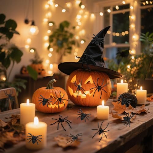 Nelisylux 120 Pieces Plastic Spiders Halloween Decorations Halloween Spider Fake Spiders 4 Sizes Black Small Spider Web Decoration Realistic Fun Toys Prank Props Scare Practical Surprise Joke Party Decor - Image 5