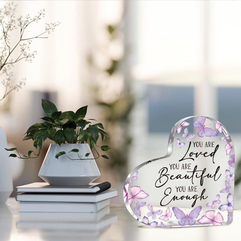 YAANUNULU Inspirational Butterfly Gifts for Women, Christian Gifts for Women, Butterfly Decorations for Coworker Friend, You Are Loved You Are Beautiful You Are Enough Positive Plaque - Image 3