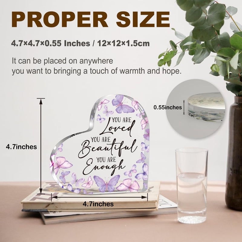 YAANUNULU Inspirational Butterfly Gifts for Women, Christian Gifts for Women, Butterfly Decorations for Coworker Friend, You Are Loved You Are Beautiful You Are Enough Positive Plaque - Image 2