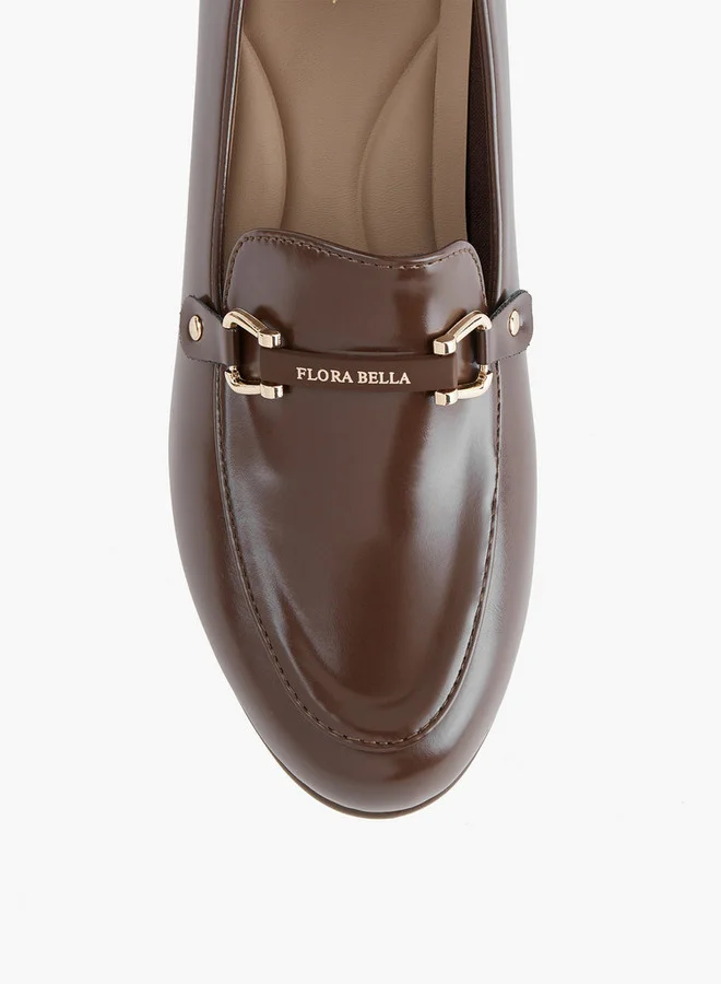 Flora Bella By Shoexpress Snaffle Detail Slip-On Shoes with Block Heels