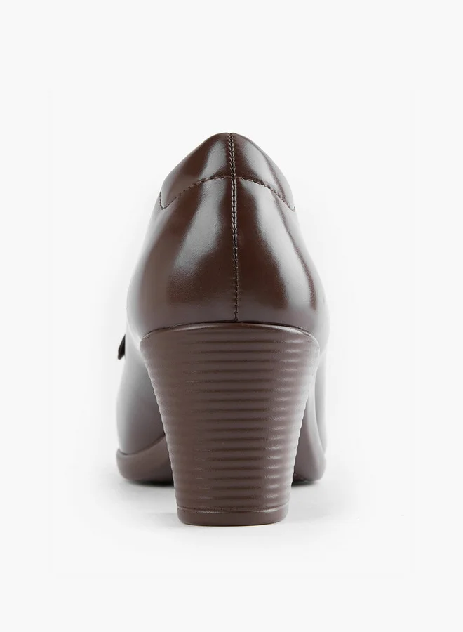 Flora Bella By Shoexpress Snaffle Detail Slip-On Shoes with Block Heels