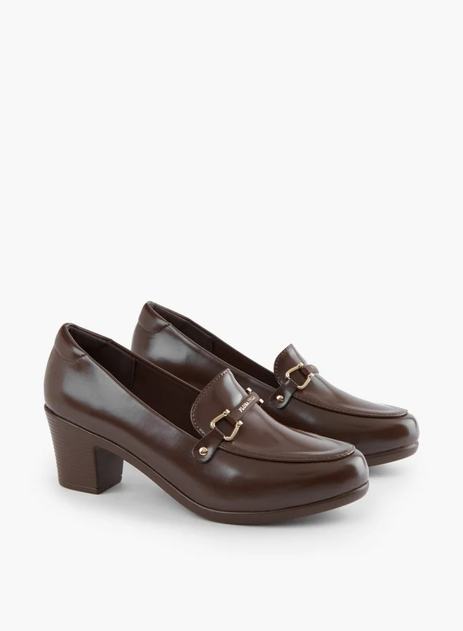 Flora Bella By Shoexpress Snaffle Detail Slip-On Shoes with Block Heels
