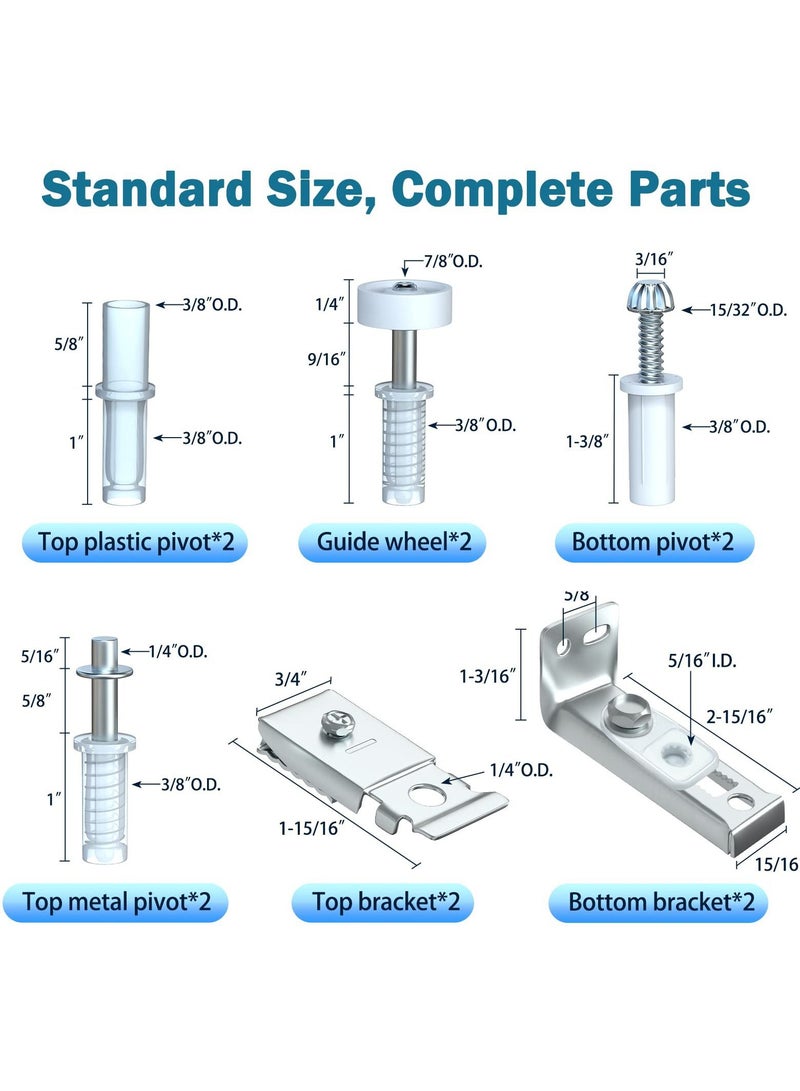 Y&D 4 Pack Bifold Door Hardware Repair Kit, 7/8" Guides Wheel, Pantry Replacement Parts for Folding Pocket Accordion Barn  - Image 5