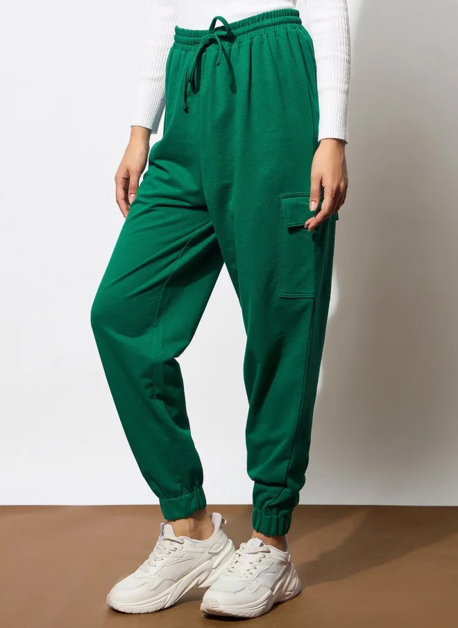 SASSAFRAS Green Mid-Rise Joggers for Women