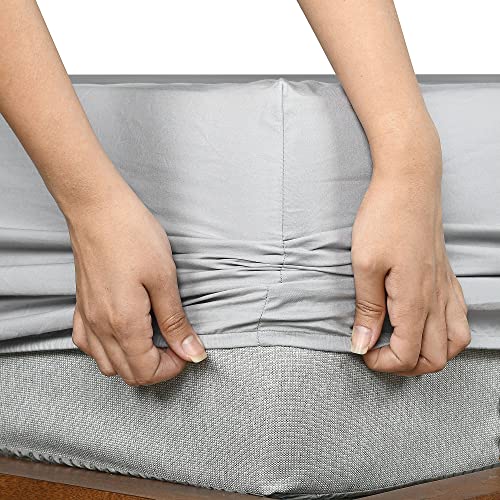 SleepyCat 200TC Percale Fitted Sheets with 1 Pillowcase | 100% Breathable Cotton Bedsheet | Cool & Crsip Feel | 360° Elastic Grip for Easy Tuck| Dolphin Grey, Single Size, 72x36 Inch - Image 5