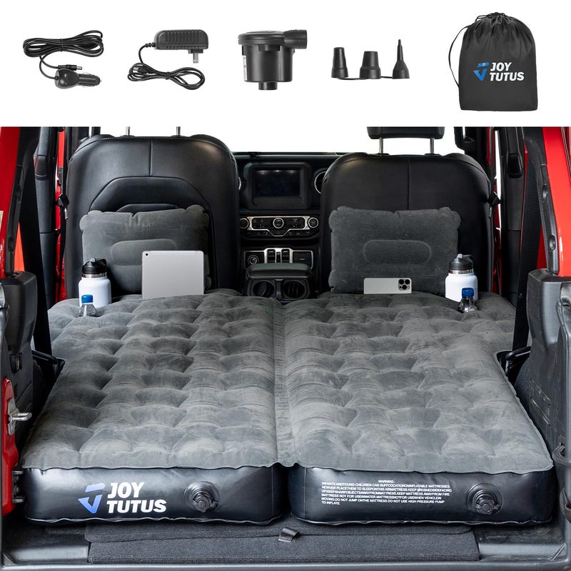 JOYTUTUS مرتبة هوائية لجهاز JOYTUTUS SUV للتخييم مع مضخة هواء متوافقة مع رانجلر JL، مرتبة هوائية مريحة SUV مع 2 وسائد لرانجلر JL 4 أبواب من 2018-2026 (لا تناسب 4XE) - رمادي داكن - Image 1