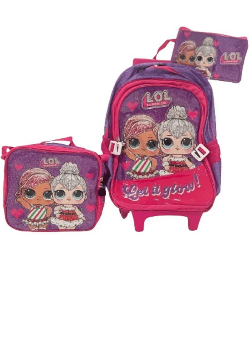 L.O.L. SURPRISE! School Bag - 16" Trolley Bag with Lunch Bag & Pencil Case  - Image 1