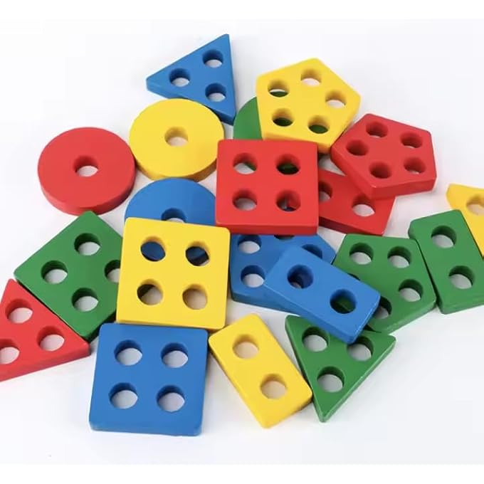 WOODEN SORTING & STACKING TOYS FOR TODDLERS – MONTESSORI-INSPIRED WOODEN STACKING TOY BLOCK SET – EDUCATIONAL SORTING AND STACKING TOY FOR KIDS AGE 1–3 - Image 4
