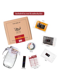 Tabchilli Deluxe Kombucha Starter Kit, Includes Organic SCOBY with 250ml Starter Liquid, 2L Glass Jar, Organic Sugar Blend, Tea Blend, PH Strips, Temperature Strip, Cotton Cloth, and Recipe Card, High-Quality Deluxe Kombucha SCOBY Starter Kit
