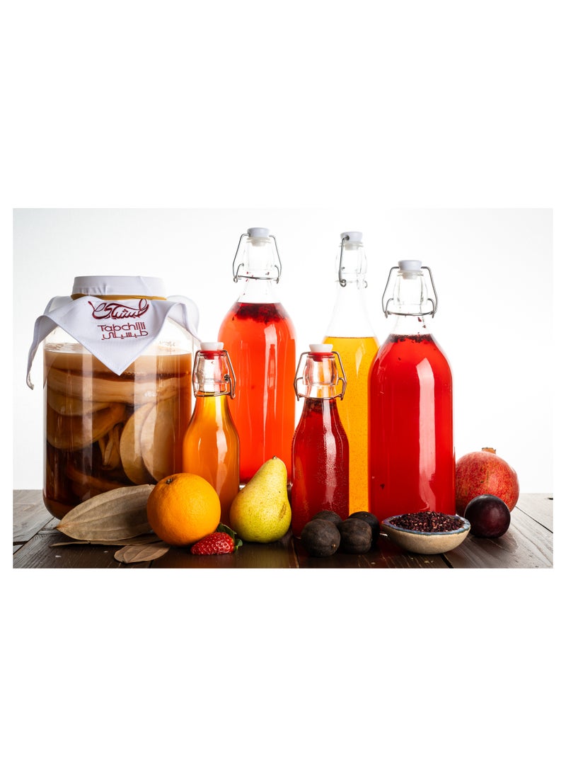 Tabchilli - Tabchilli Deluxe Kombucha Starter Kit, Includes Organic SCOBY with 250ml Starter Liquid, 2L Glass Jar, Organic Sugar Blend, Tea Blend, PH Strips, Temperature Strip, Cotton Cloth, and Recipe Card, High-Quality Deluxe Kombucha SCOBY Starter Kit - Image 1