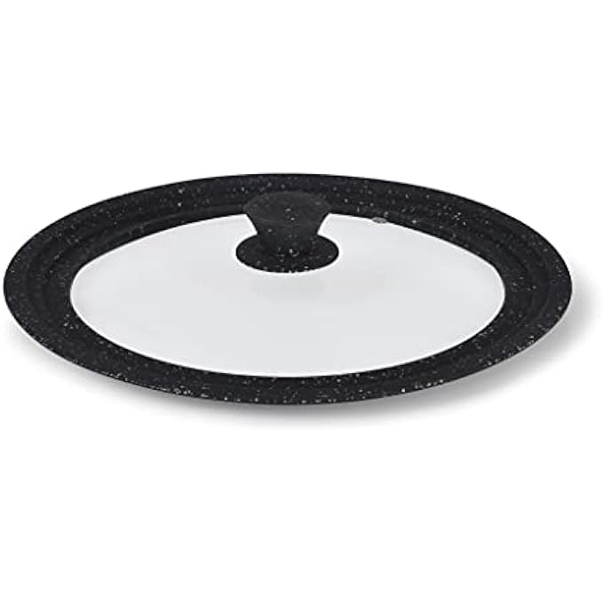 فيسمان غطاء عالمي مع غطاء زجاجي شفاف للأواني والمقالي، غطاء بديل من السيليكون ثلاثي الألوان من الرخام الرمادي يناسب مقاس 26230 سم، غطاء بديل لغطاء المقلاة، غطاء مقلاة من الحديد الزهر - Image 2