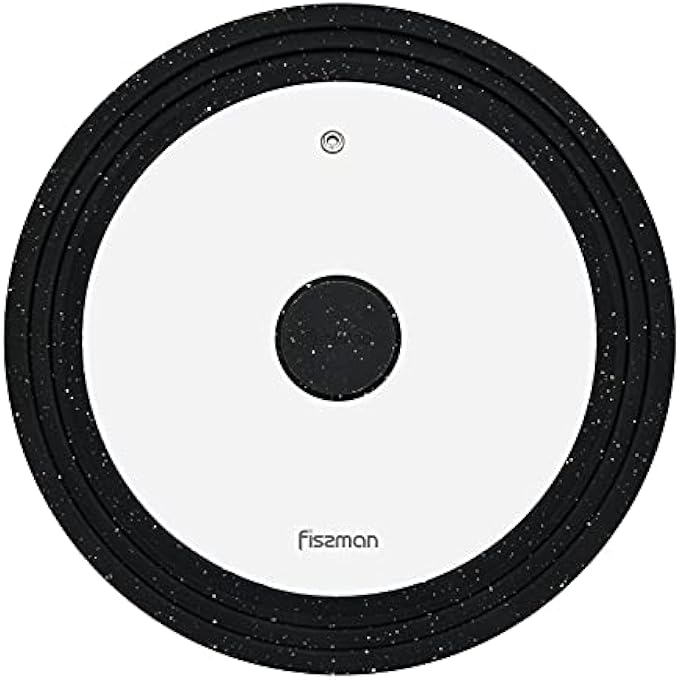 فيسمان غطاء عالمي مع غطاء زجاجي شفاف للأواني والمقالي، غطاء بديل من السيليكون ثلاثي الألوان من الرخام الرمادي يناسب مقاس 26230 سم، غطاء بديل لغطاء المقلاة، غطاء مقلاة من الحديد الزهر - Image 1