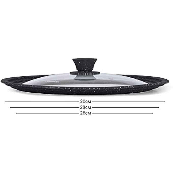 فيسمان غطاء عالمي مع غطاء زجاجي شفاف للأواني والمقالي، غطاء بديل من السيليكون ثلاثي الألوان من الرخام الرمادي يناسب مقاس 26230 سم، غطاء بديل لغطاء المقلاة، غطاء مقلاة من الحديد الزهر - Image 3