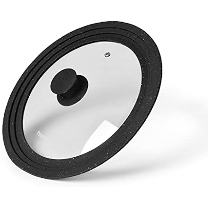 فيسمان غطاء عالمي مع غطاء زجاجي شفاف للأواني والمقالي، غطاء بديل من السيليكون ثلاثي الألوان من الرخام الرمادي يناسب مقاس 26230 سم، غطاء بديل لغطاء المقلاة، غطاء مقلاة من الحديد الزهر - Image 4