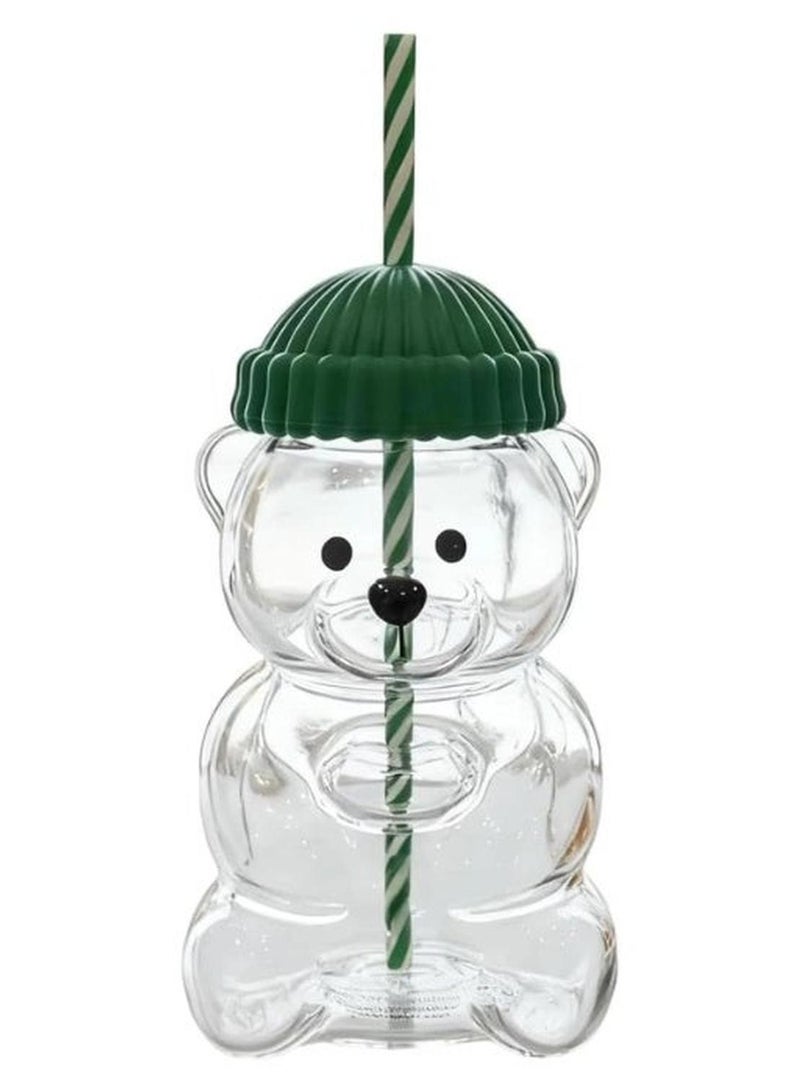 general 2026 Bear Glass Jar Cup Tumbler w Straw for hot coffee - Image 1