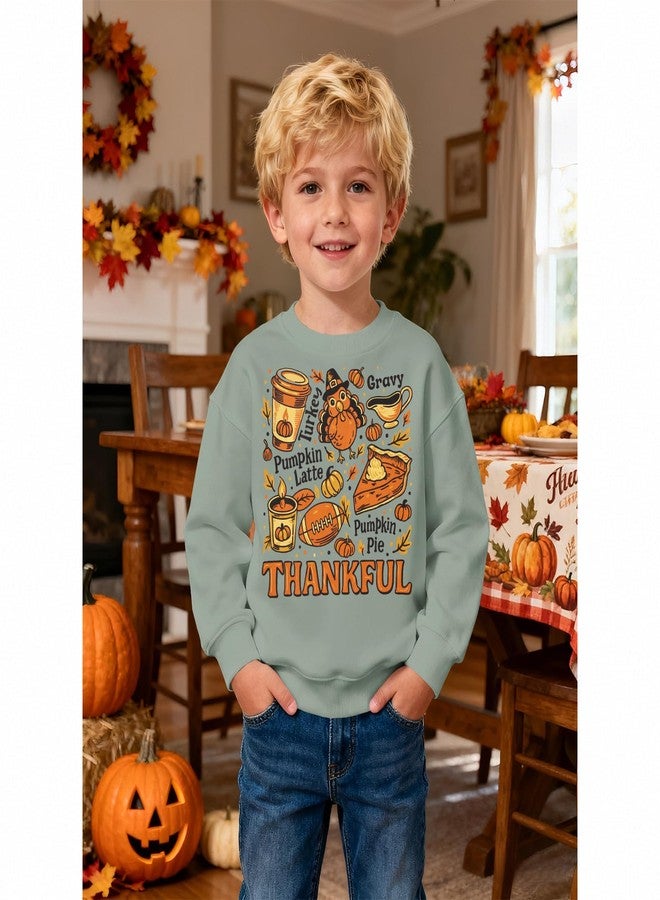 KEKEMI Toddler Boys Girls Thanksgiving Sweatshirt Thankful Graphic Shirt Funny Turkey Print Pullover Tops Holiday Outfits(Green,5-6T) - Image 4