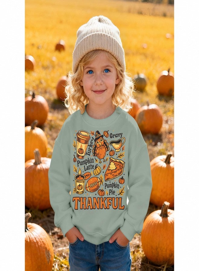KEKEMI Toddler Boys Girls Thanksgiving Sweatshirt Thankful Graphic Shirt Funny Turkey Print Pullover Tops Holiday Outfits(Green,5-6T) - Image 2