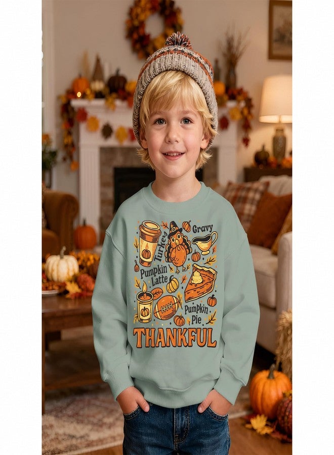 KEKEMI Toddler Boys Girls Thanksgiving Sweatshirt Thankful Graphic Shirt Funny Turkey Print Pullover Tops Holiday Outfits(Green,5-6T) - Image 3