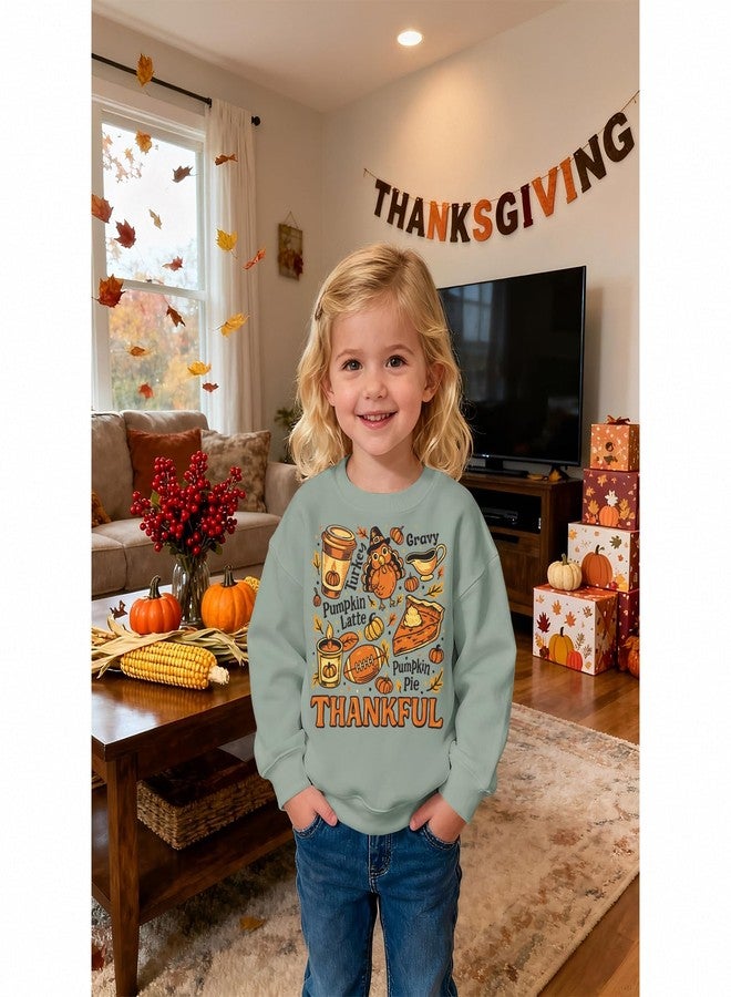 KEKEMI Toddler Boys Girls Thanksgiving Sweatshirt Thankful Graphic Shirt Funny Turkey Print Pullover Tops Holiday Outfits(Green,5-6T) - Image 5