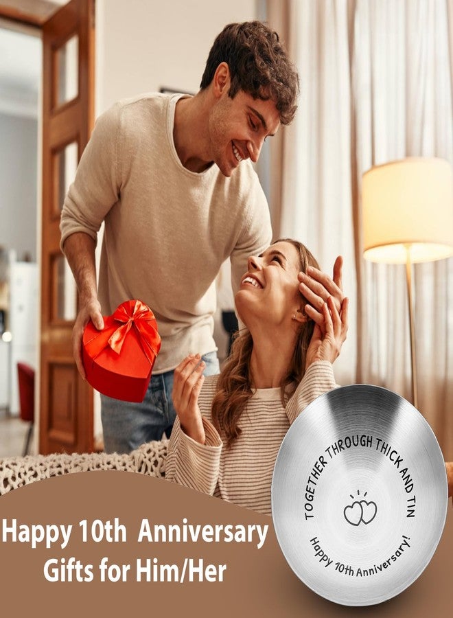 Fleure Esme 10th Anniversary Tin Gifts for Her Him 10 Year Wedding Tin Gifts for Husband Wife Romantic Keepsake for Couple Wife Husband for 10 Year Wedding Anniversary Present Jewelry Tray Ring Dish - Image 2