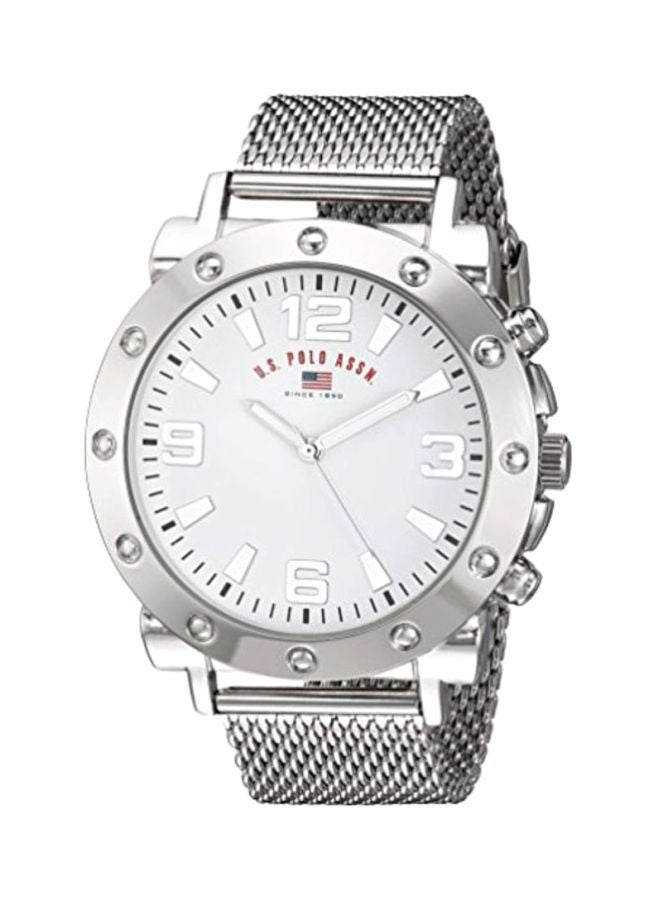 يو اس بولو اسن ساعة يد بعقارب وسوار من خليط معدني طراز US881 - مقاس 48 مم - لون فضي - Image 1