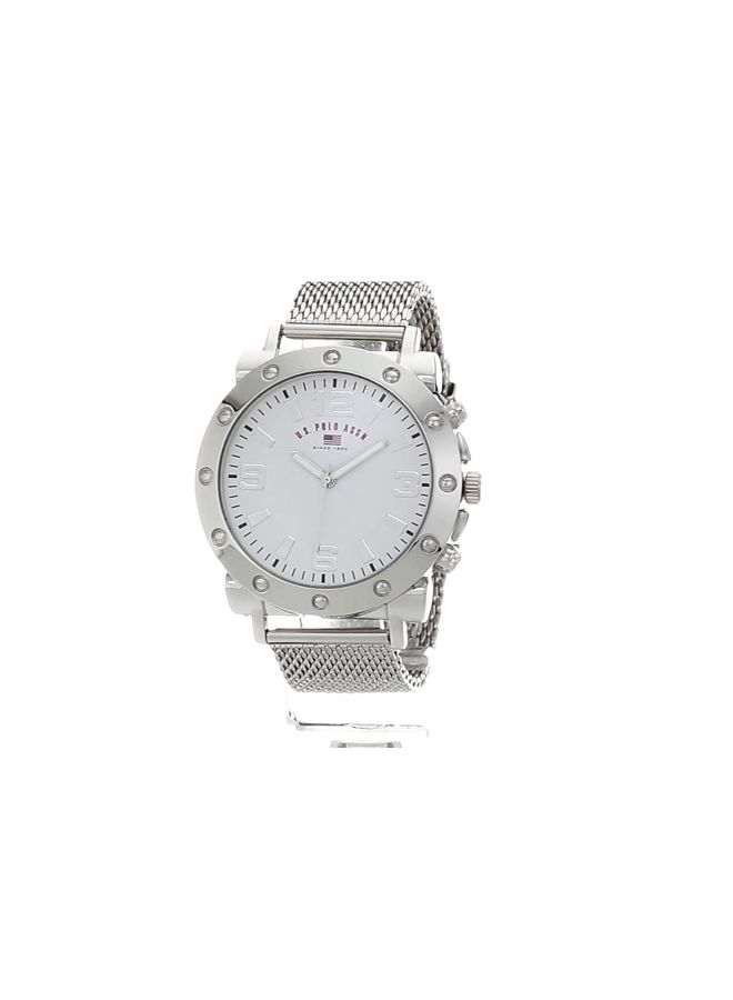 يو اس بولو اسن ساعة يد بعقارب وسوار من خليط معدني طراز US881 - مقاس 48 مم - لون فضي - Image 5