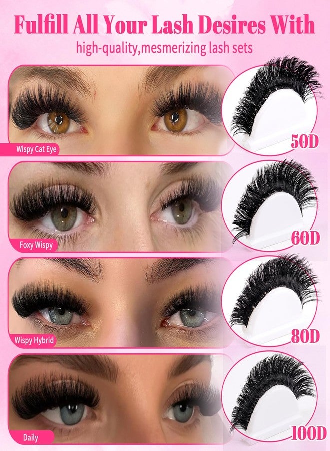CMAYOME Natural Lash Clusters Kit 666Pcs, DIY Individual Eyelashes Volume Fluffy Lash Extension Set with Bond & Seal, Remover, Tweezers & Brush, D Curl 50D 60D 80D 100D Mixed 10-16mm - Image 4