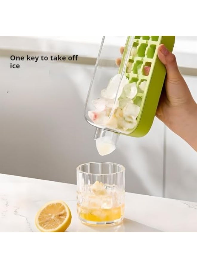 Ice Cube Bottle, 2 in 1 Touch Free Ice Cube Tray Water Bottle, Press to Release, Tray Easy Release, Complete with A Built In Straw, Perfect for Travel (White, 800ML)  - Image 3