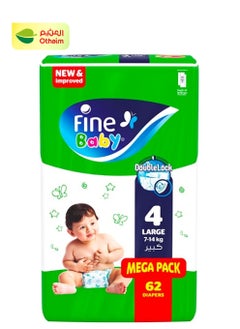 Fine Baby Fine Baby Diapers, Size 4, Large, 7-14 kg, Mega Pack, 62 Diapers 