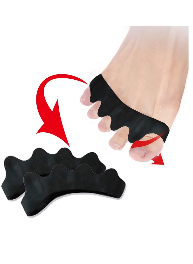 Excefore Toe Separators Spacers, Use for Health Beauty Pedicures, Plantar Fasciitis, Hammer Toes, Claw Toes Other Foot Conditions, Pedicures for Men and Women 2Pcs Black - Image 1