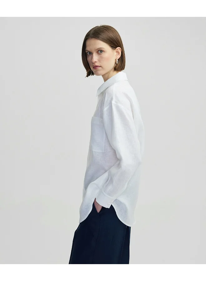 ابيكول قميص كتان بفتحة مخفية