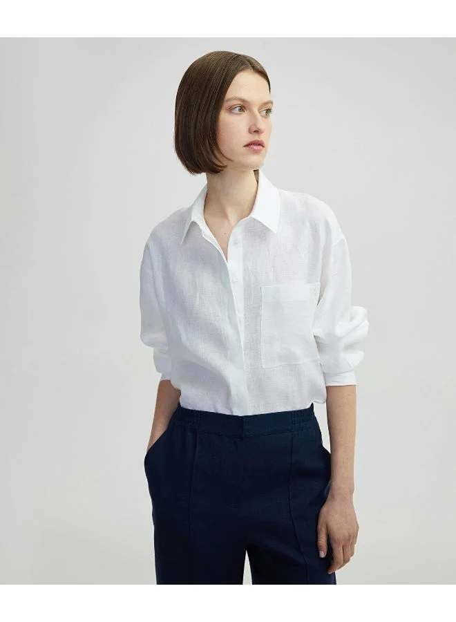 ابيكول قميص كتان بفتحة مخفية