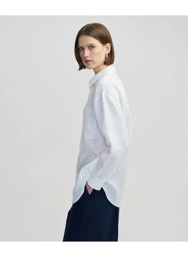 ابيكول قميص كتان بفتحة مخفية