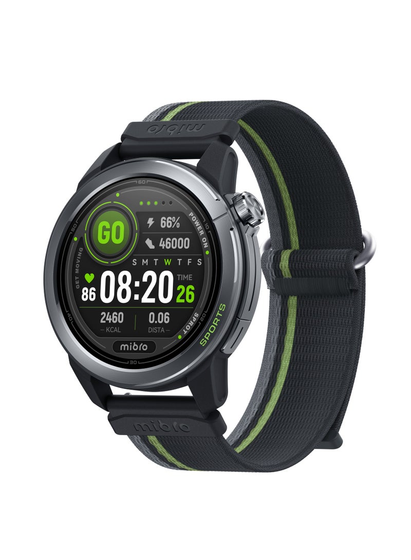 ميبرو ساعة ميبرو GS Active 2 رمادي غامق – شاشة AMOLED 1.32 بوصة، GPS مزدوج، مقاومة للماء 5ATM، دعم مكالمات بلوتوث، أكثر من 150 وضع رياضي، خطط تدريب للجري، مراقبة الصحة، 15 يوم استخدام - Image 3