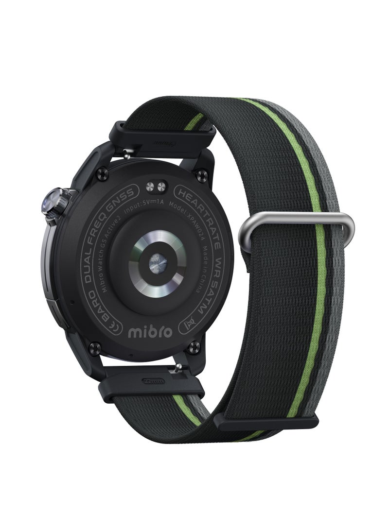 ميبرو ساعة ميبرو GS Active 2 رمادي غامق – شاشة AMOLED 1.32 بوصة، GPS مزدوج، مقاومة للماء 5ATM، دعم مكالمات بلوتوث، أكثر من 150 وضع رياضي، خطط تدريب للجري، مراقبة الصحة، 15 يوم استخدام - Image 4