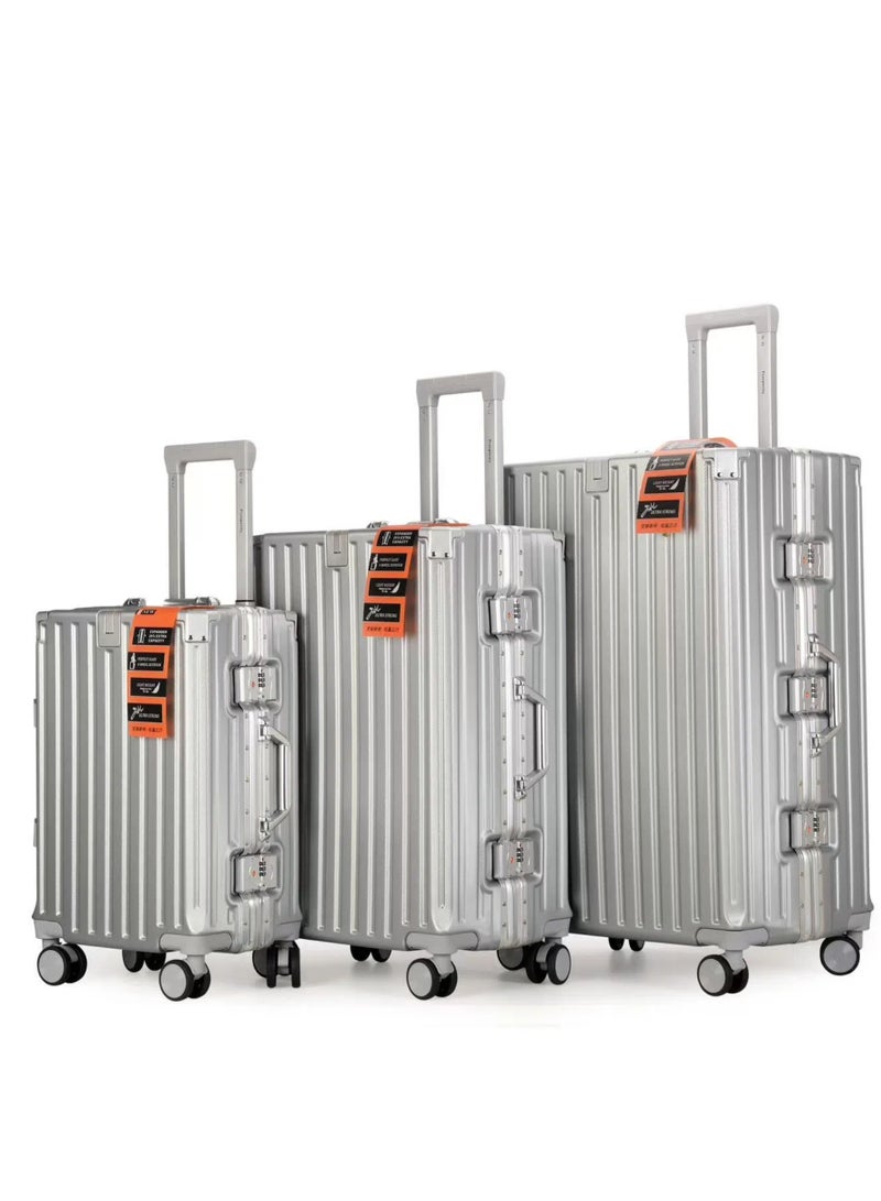 الازدهار حقيبة السفر الراقية سبيكة الألومنيوم الأمتعة مع أربع عجلات عالمية مظهر أنيق لرحلات 3pcs لكل مجموعة - Image 3