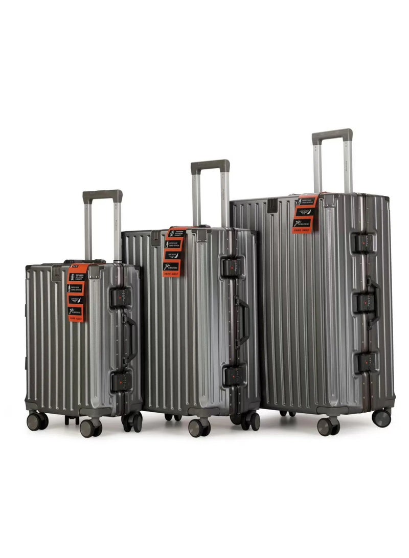 الازدهار حقيبة السفر الراقية سبيكة الألومنيوم الأمتعة مع أربع عجلات عالمية مظهر أنيق لرحلات 3pcs لكل مجموعة - Image 2