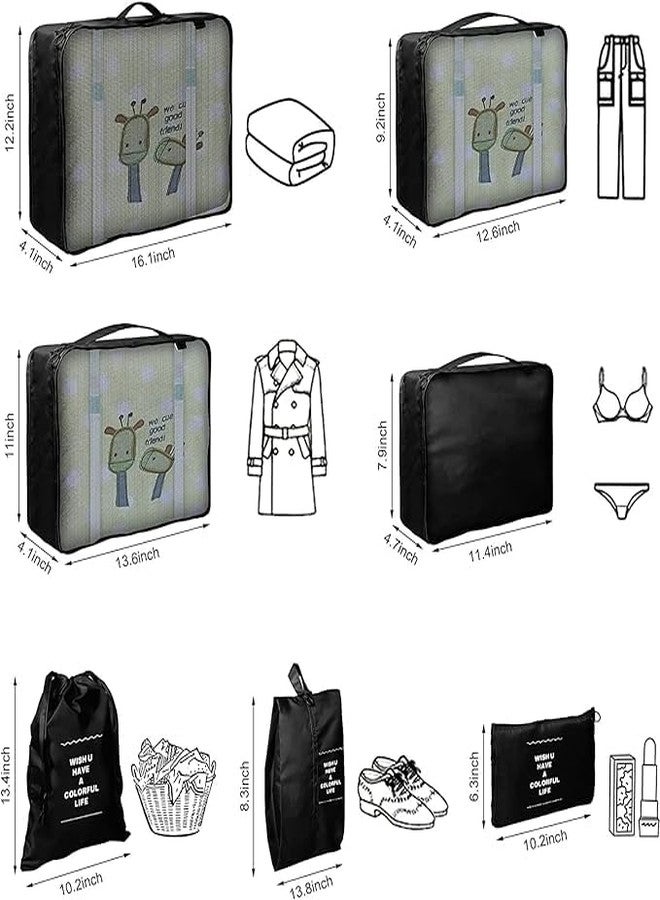 BESTOTTAM 7 Set Packing Cubes For Suitcases Travel Luggage Organizers With Laundry Bag,Shoe Bag And Toitetry bag,Lightweight Luggage For Carry On Suitcase (BACK) - Image 2