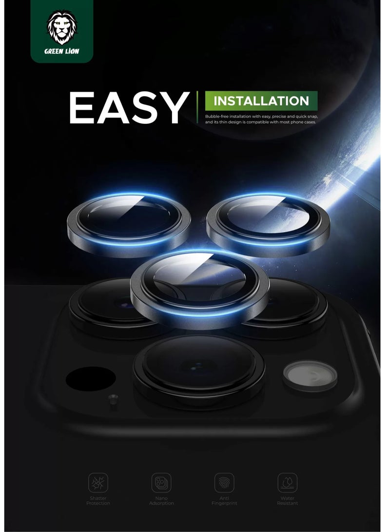 GREEN LION iPhone 15 Pro/15 Pro Max Camera Lens HD Plus / Nano Absorption / Anti Fingerprint / Anti Scratch / Anti Glare Coating / Shatter Protection / 9H Durable Glass / HD Clarity - Titanium Gold - Image 2