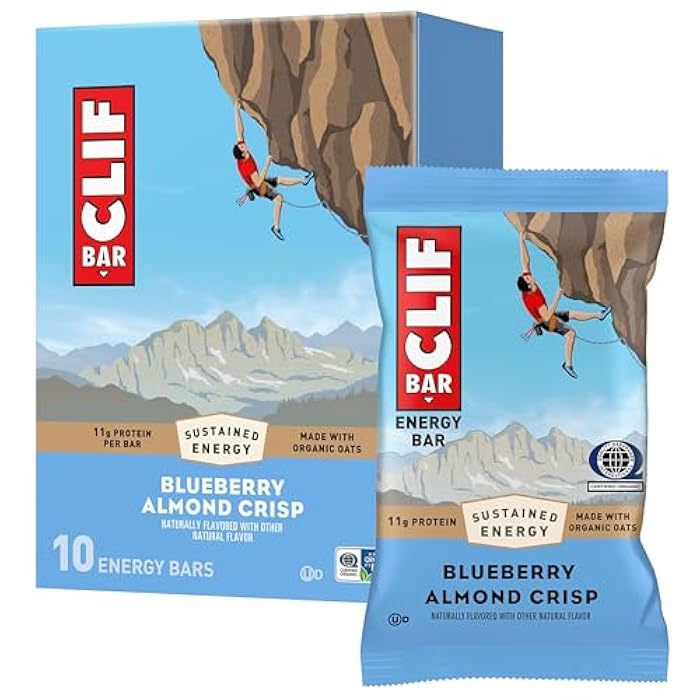CLIF BAR - Energy Protein Bars - Blueberry Almond Crisp - Made with Organic Oats - Energy Bars - Non-GMO - (10 Pack) - Image 1