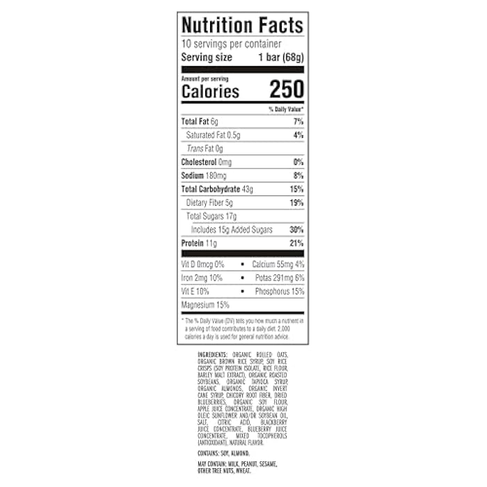 CLIF BAR - Energy Protein Bars - Blueberry Almond Crisp - Made with Organic Oats - Energy Bars - Non-GMO - (10 Pack) - Image 2