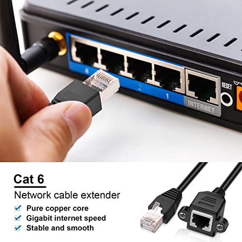 iGreely Ethernet Extender 2Pack RJ45 Male to Female Screw Panel Mount Cat6/Cat5e/Cat5 Ethernet LAN Network Extension Cable 2ft/60cm CAT6 - Image 5