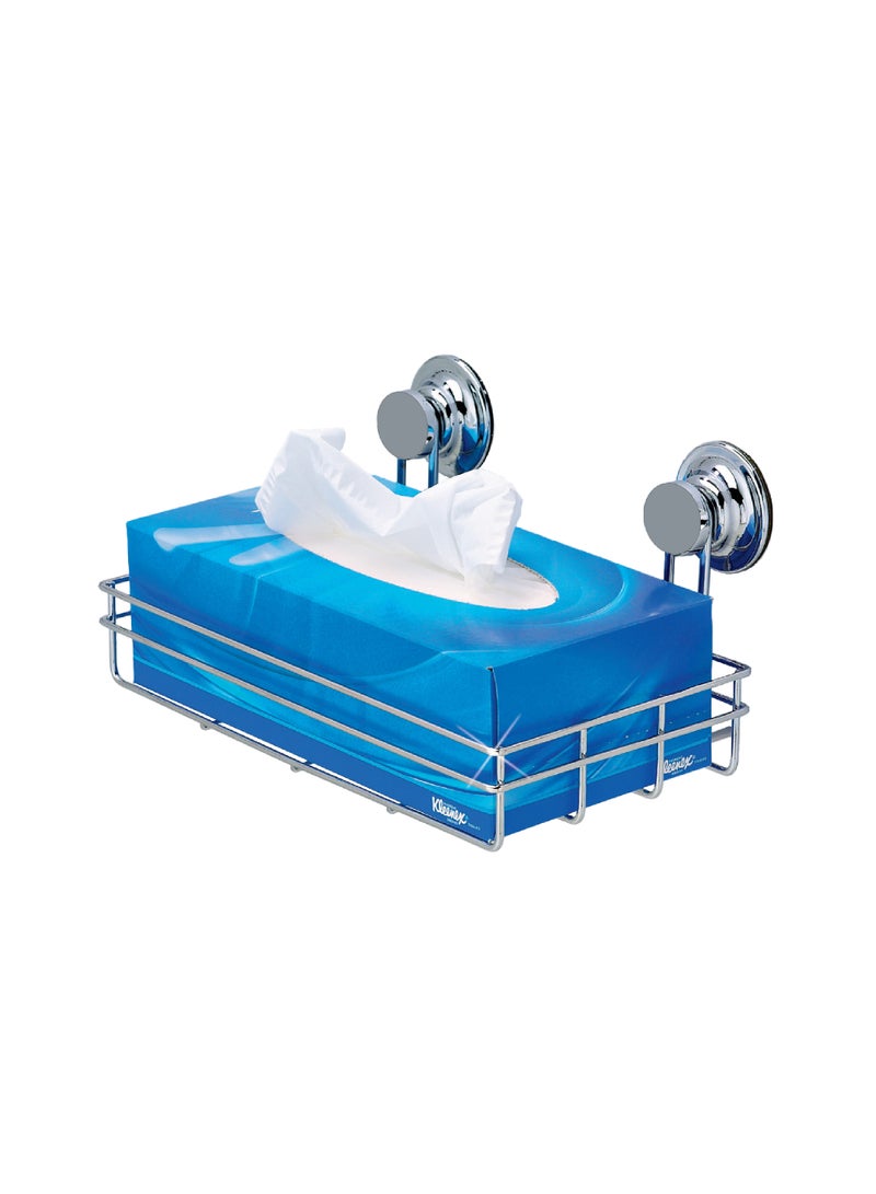 EVERLOC Everloc Tissue Box Holder, No Drilling, No Screws, No Glue, No Adhesive Vacuum Suction Wall Mounted Chrome, Bathroom Shelf, Kitchen Storage Shelf, Easy Install, EVL-10217 - Image 1
