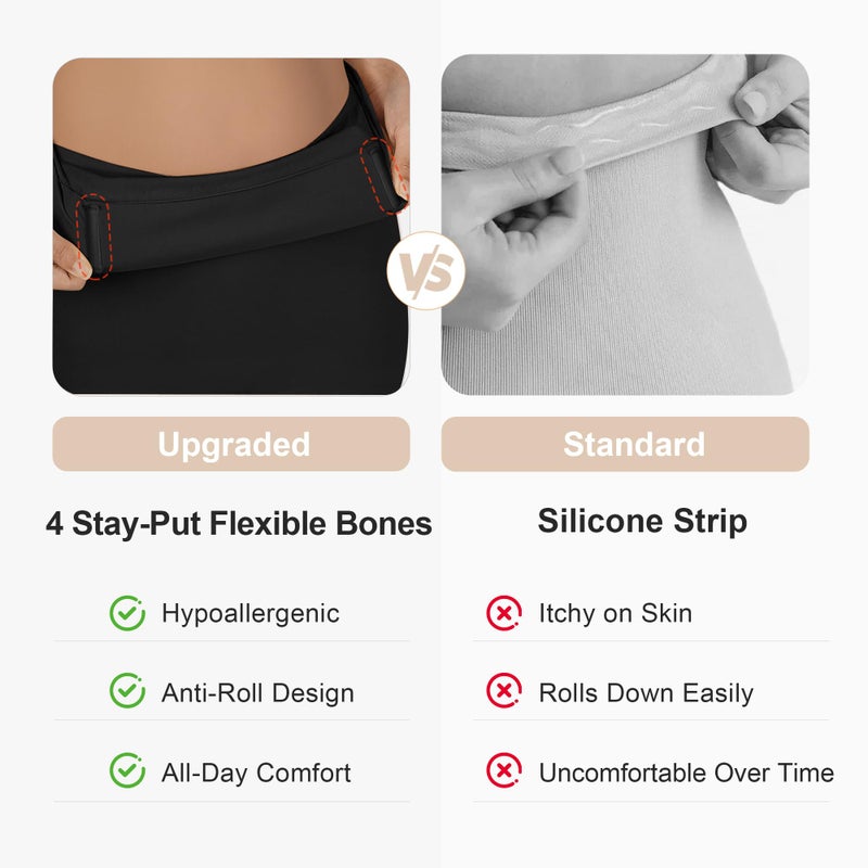 SHAPERX Tummy Control Underwear for Women â€“ Mid-Waisted Seamless Shapewear Shorts Anti-Rolling Body Shaper Under Dresses, SZ5810-Black-L/XL - Image 5