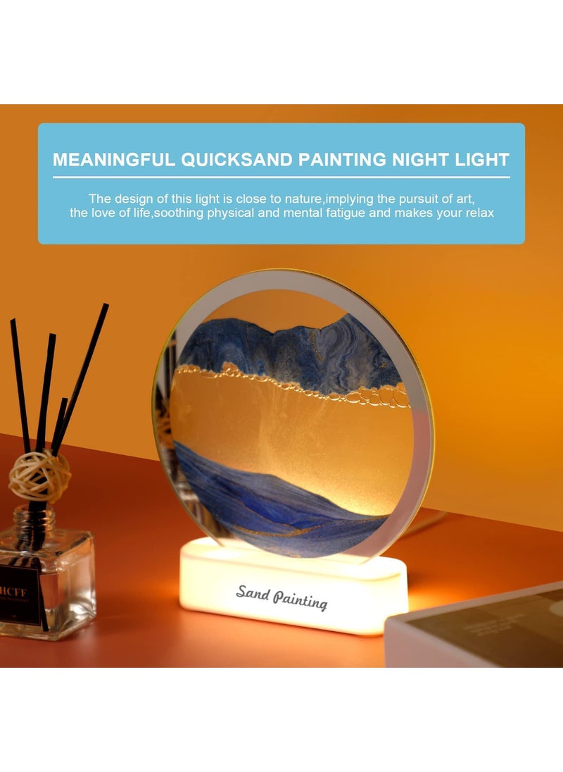 DD RETAILS DD RETAILS Moving Sand Art with Led Light || Round Glass 3D Deep Sea Sandscape in Motion Display || Flowing Sand Frame for Home Decor, Office, Living Room (Multicolor) (Pack of 1)  - Image 1