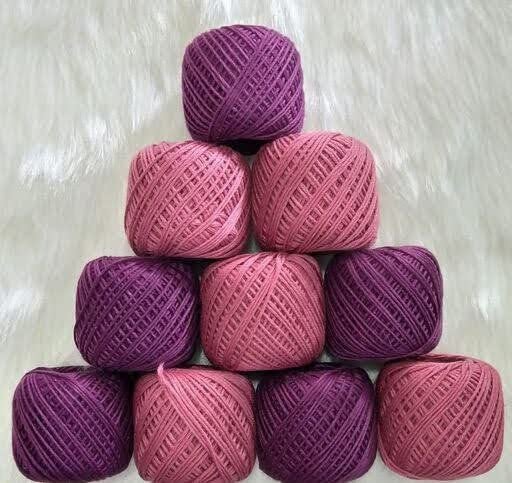 Foliam Crochet Thread Set of 10 Ball Crochet Cotton Thread Yarn for Knitting and Craft Making Dark Pink Purple