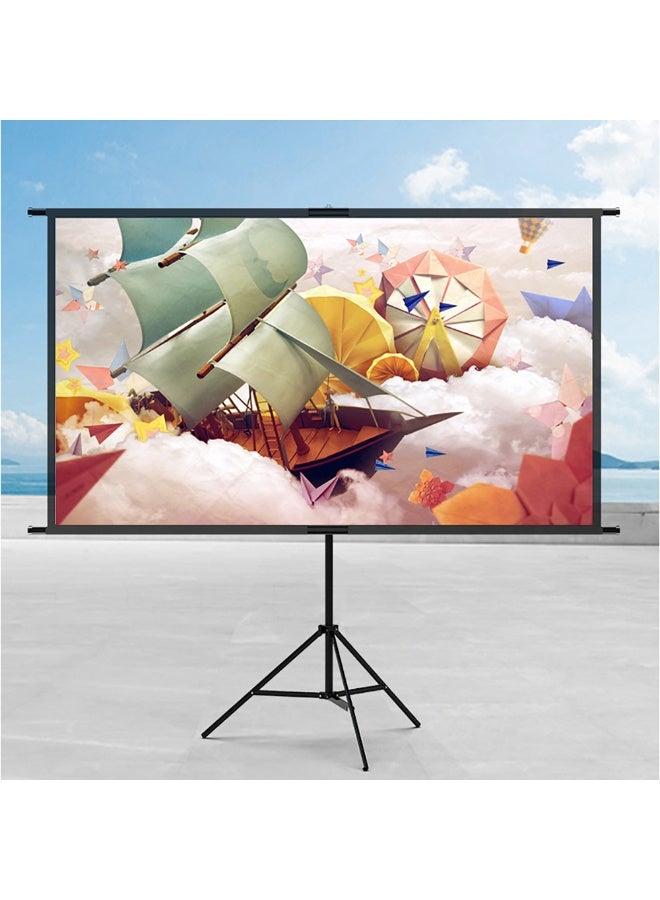 شاشة بروجكتور مع حامل، 84 بوصة 16:9 HD 4K شاشة عرض مثبتة على الحائط مع حامل ثلاثي للأفلام والتلفزيون والفيديو، شاشة أفلام محمولة للسينما المنزلية الداخلية والفناء الخارجي (186 * 105 سم) - Image 1